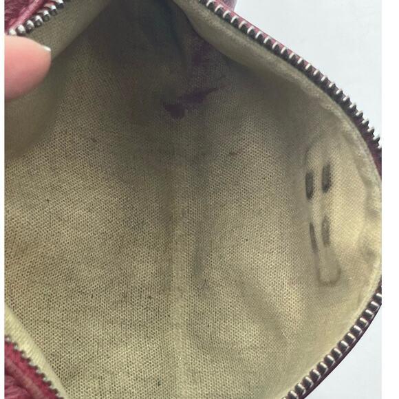 *Longchamp Vintage Le‎ Pliage Cuir Burgundy Wine Leather Clutch Wristlet - Picture 10 of 12